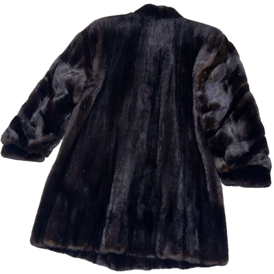極美品　ブラックグラマ　ミンク　リアルファーコート　Lサイズ相当　毛並み◎