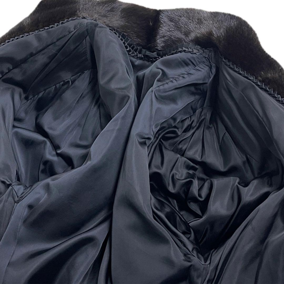 極美品　ブラックグラマ　ミンク　リアルファーコート　Lサイズ相当　毛並み◎