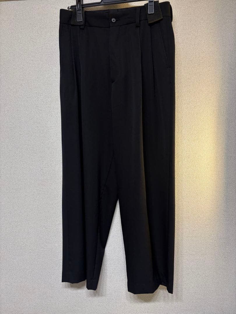 【stein】BELTED WIDE TROUSERS - BLACK