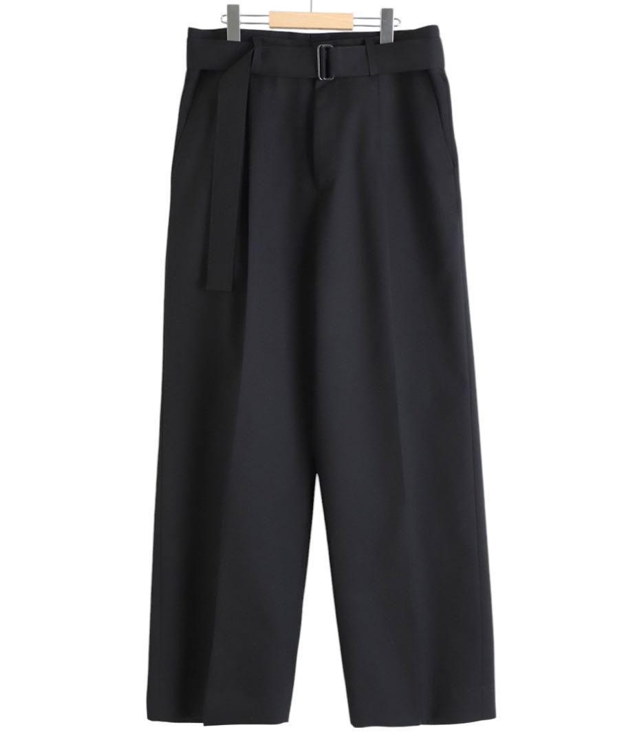 【stein】BELTED WIDE TROUSERS - BLACK