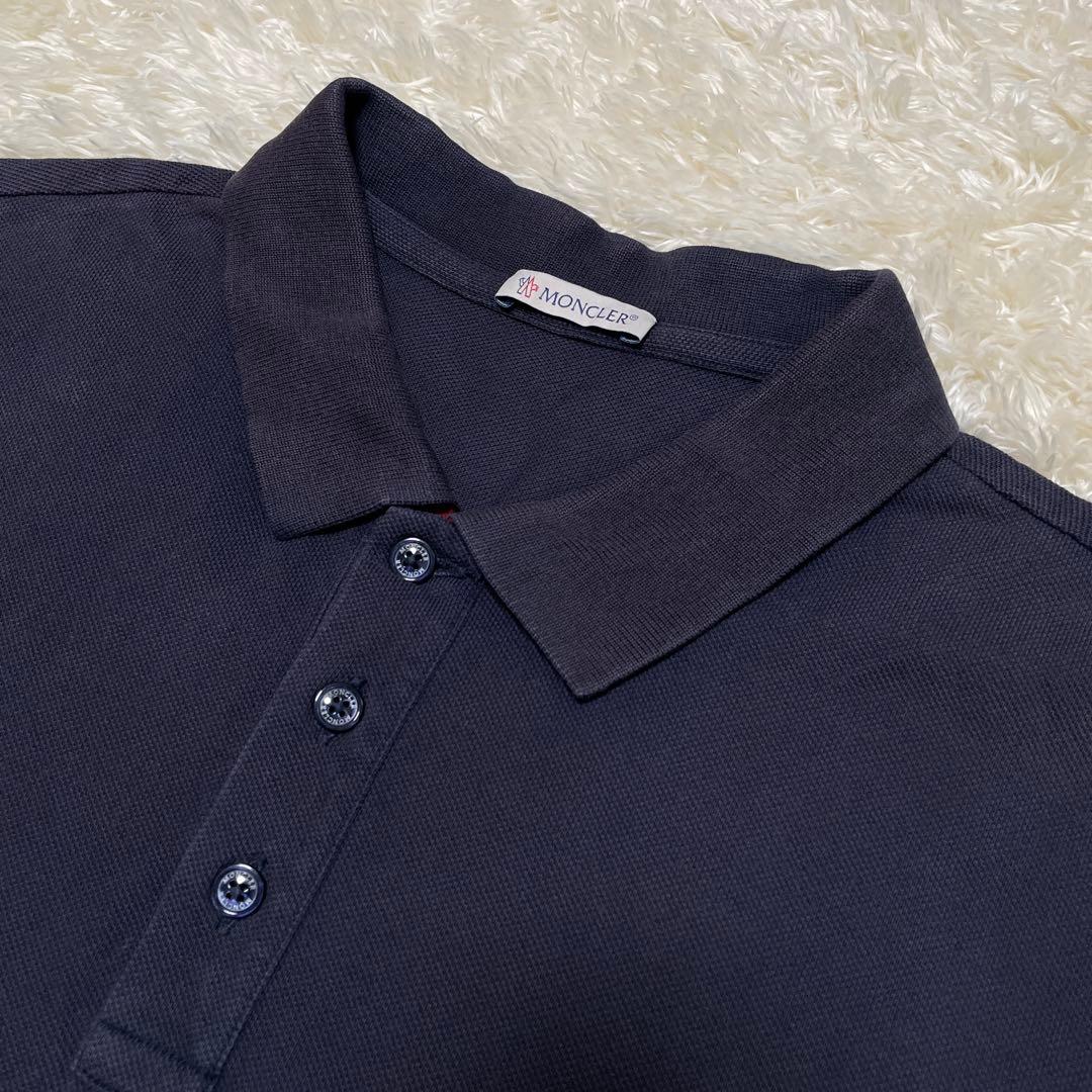 モンクレール　襟裏ロゴ　マグリア　ポロシャツ　ネイビー　Lサイズ