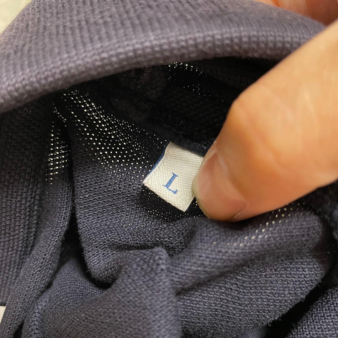 モンクレール　襟裏ロゴ　マグリア　ポロシャツ　ネイビー　Lサイズ