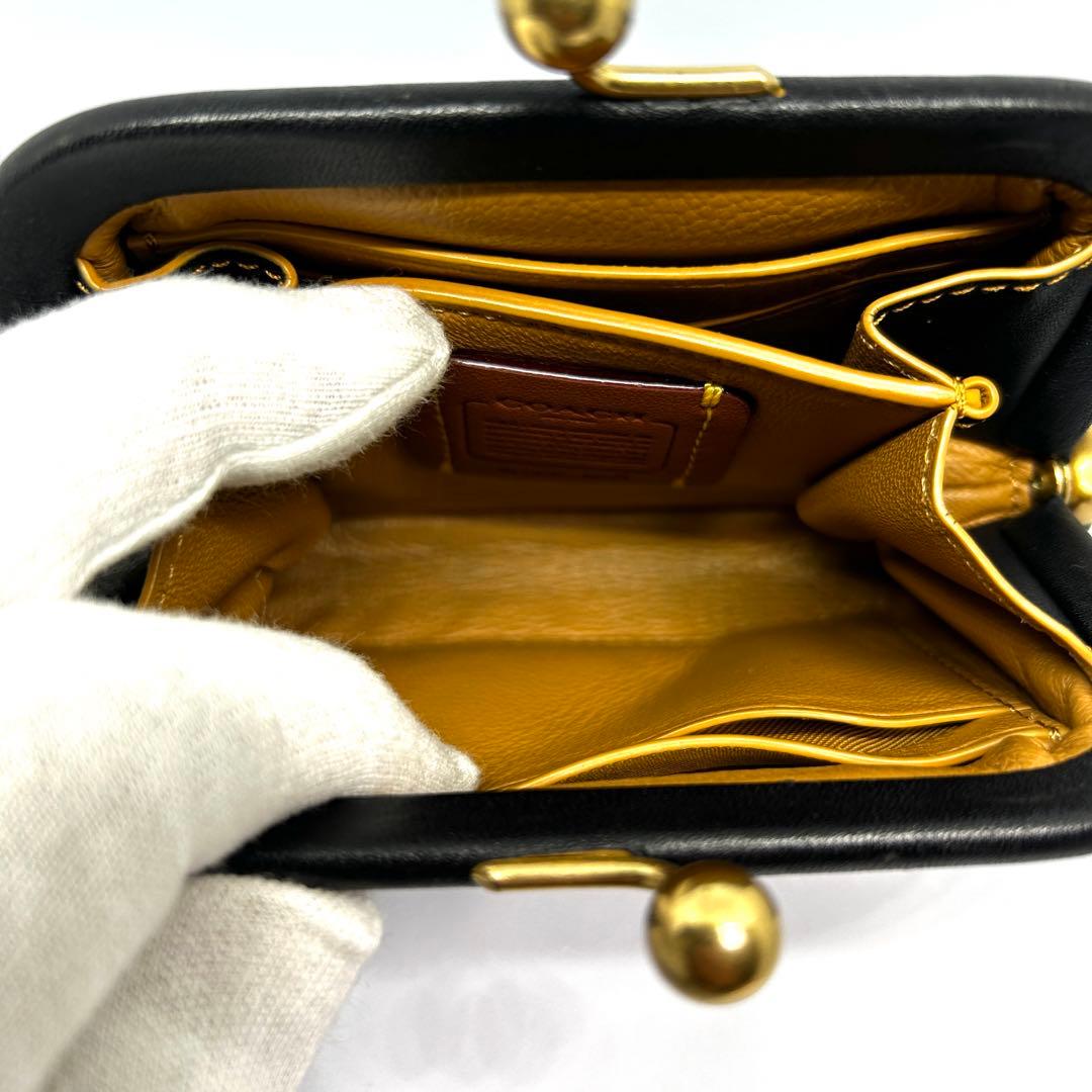 COACH レザー キスロック がま口 ケース 財布 黒 68326