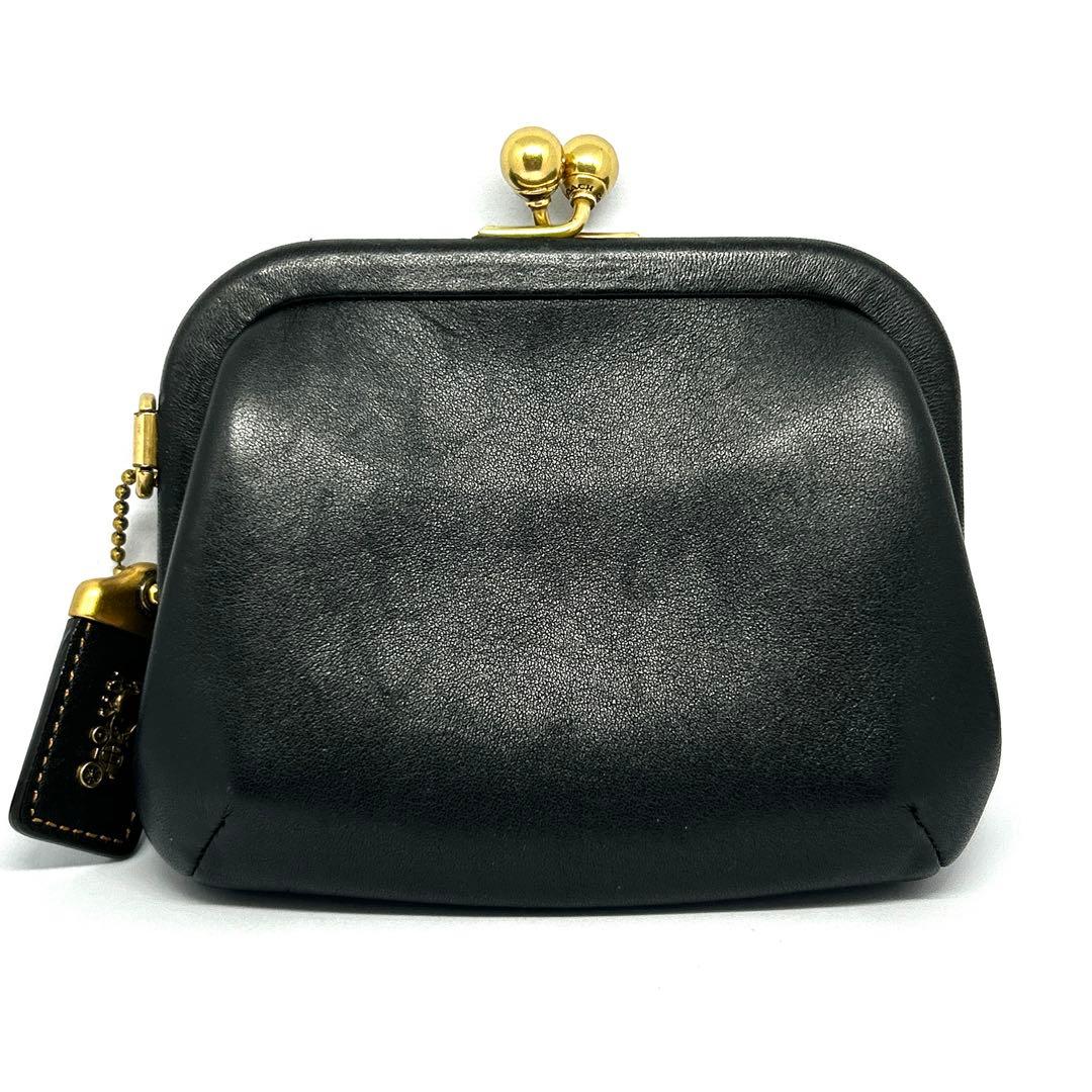 COACH レザー キスロック がま口 ケース 財布 黒 68326