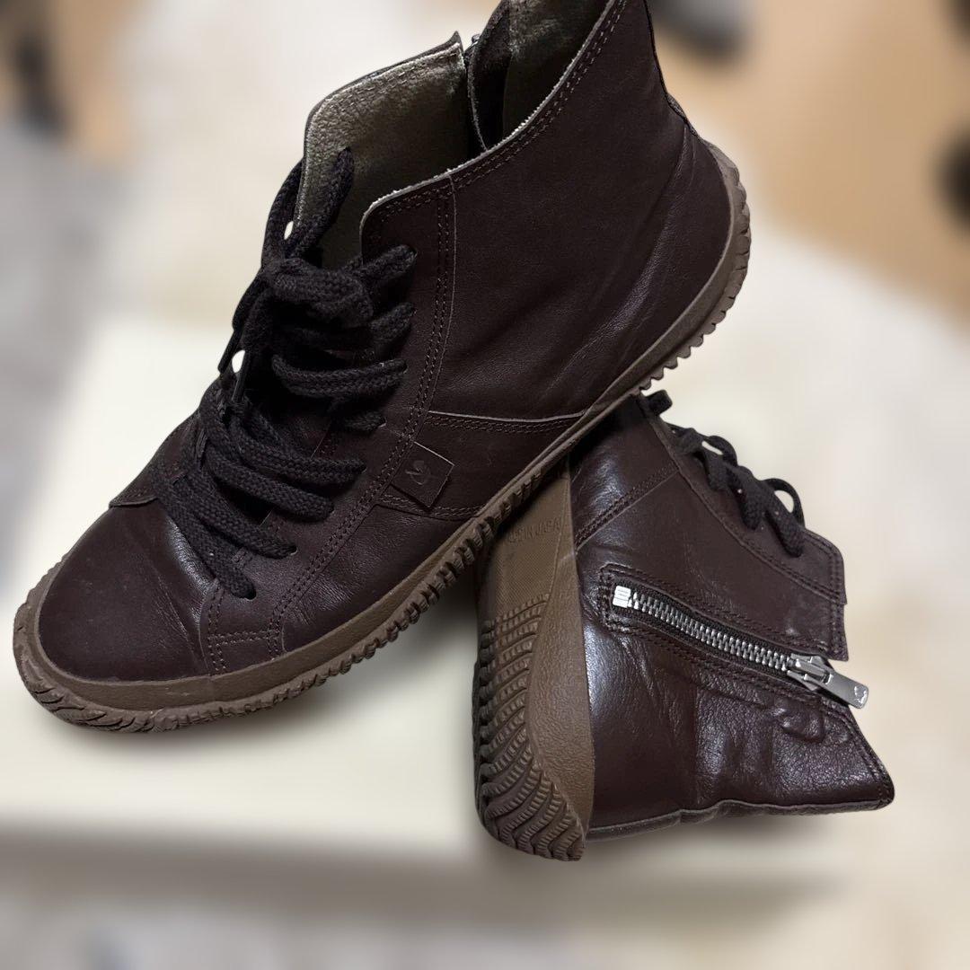 やっちゃん様国産カンガルーレザースニーカー 26.5 スピングルムーブ　ブラウン