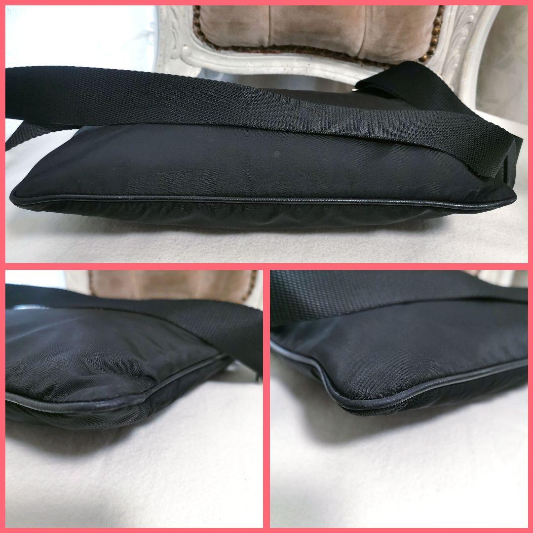 【良品】プラダPRADAサフィアーノ斜めがけショルダーバッグ黒 鑑定済!