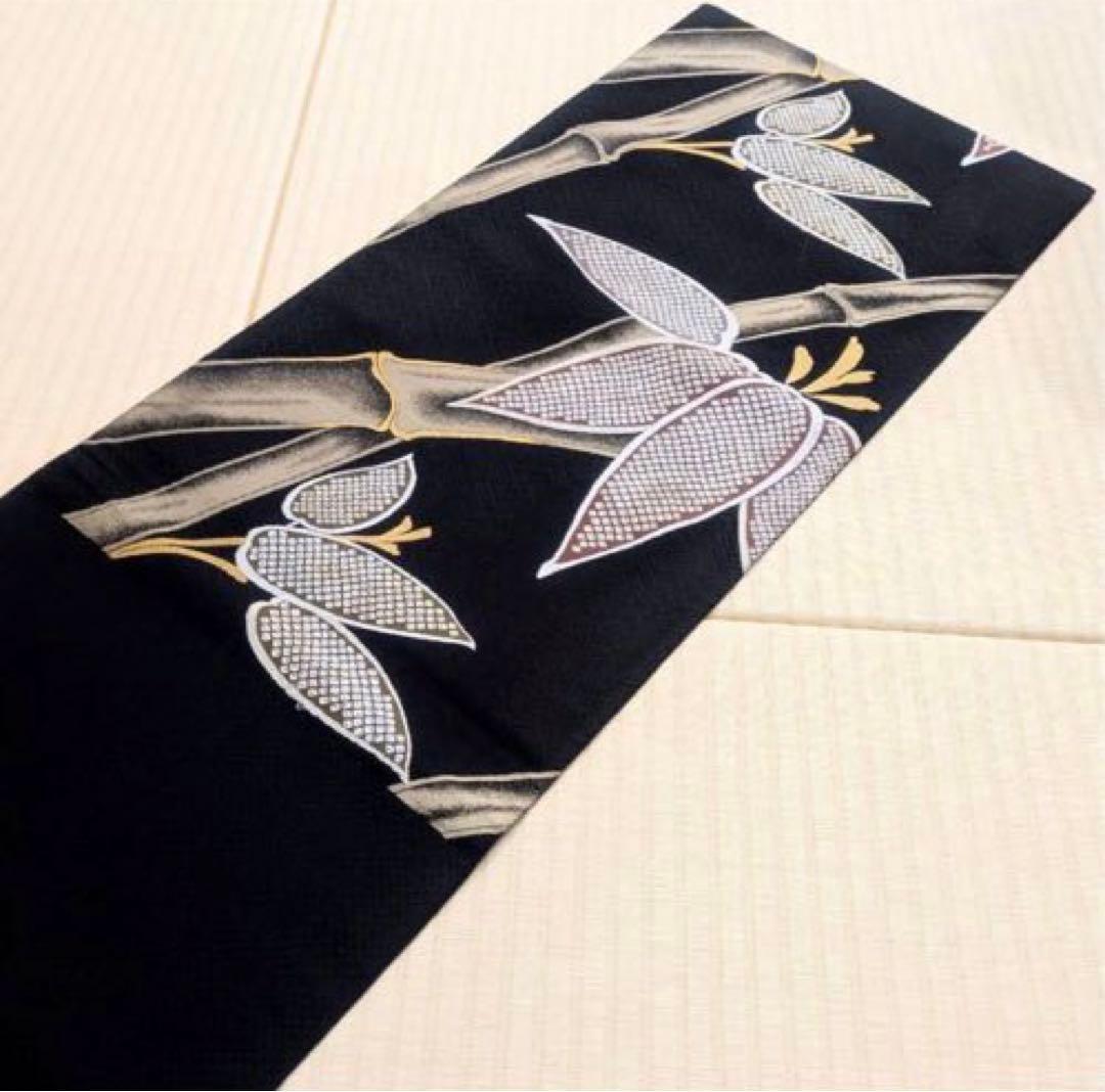 ちとすけ 黒地 大胆な織り柄 モダン おしゃれ 袋帯 ガード加工
