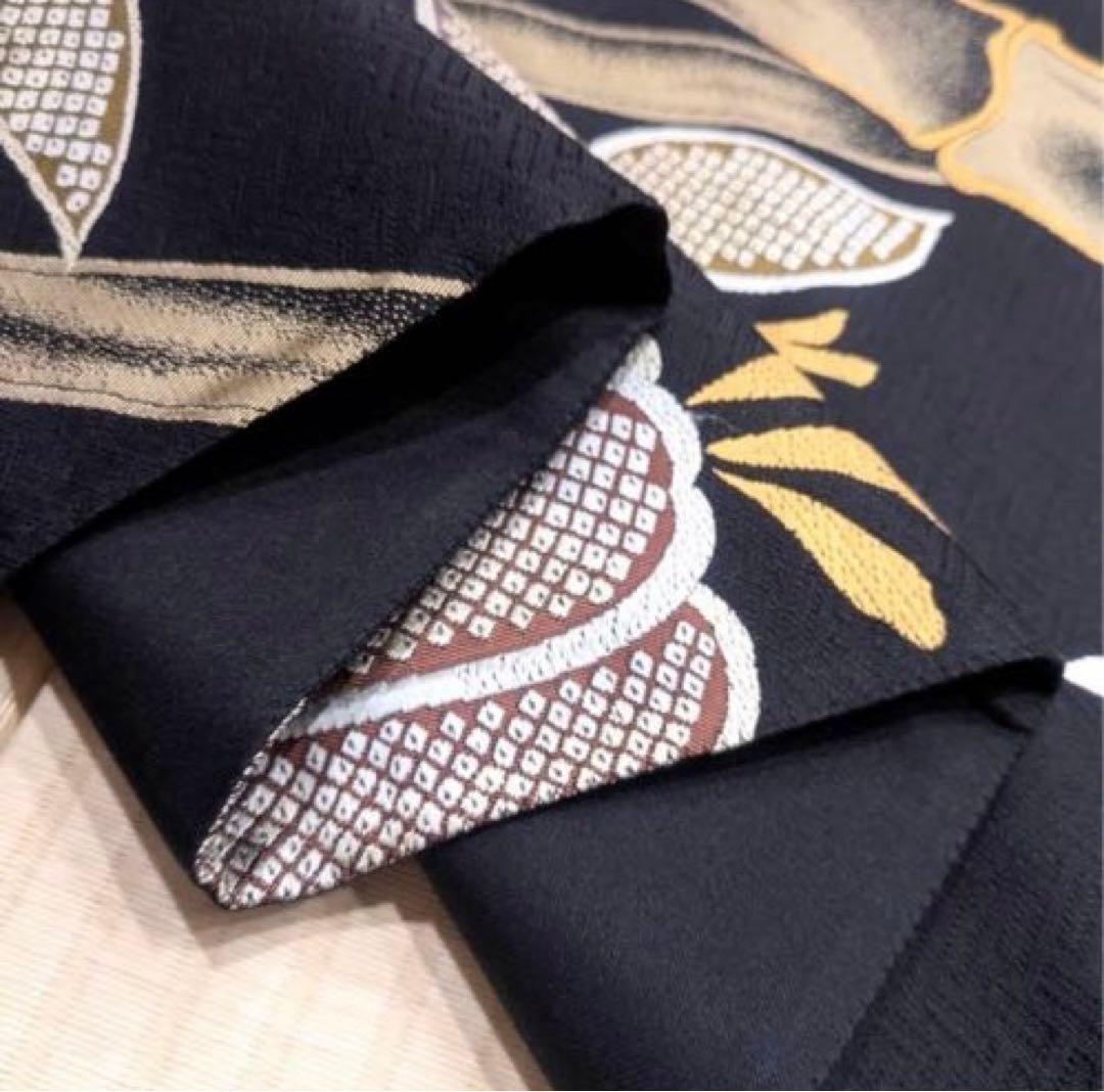 ちとすけ 黒地 大胆な織り柄 モダン おしゃれ 袋帯 ガード加工