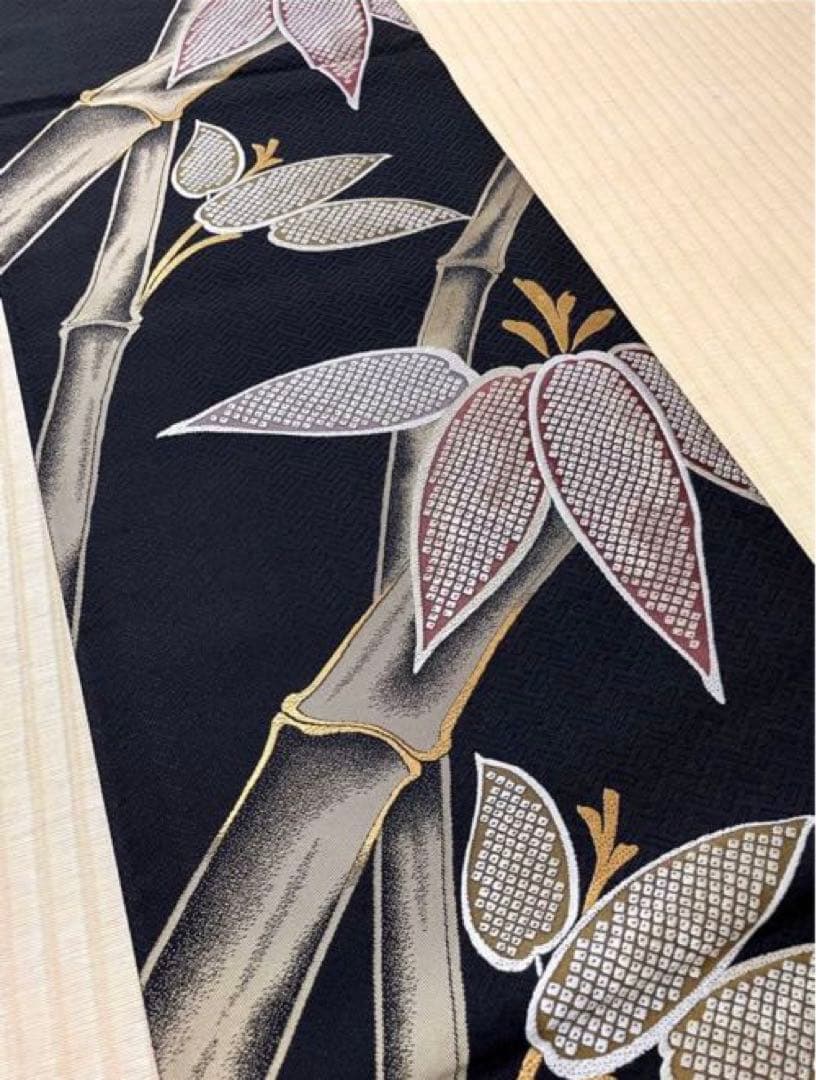 ちとすけ 黒地 大胆な織り柄 モダン おしゃれ 袋帯 ガード加工