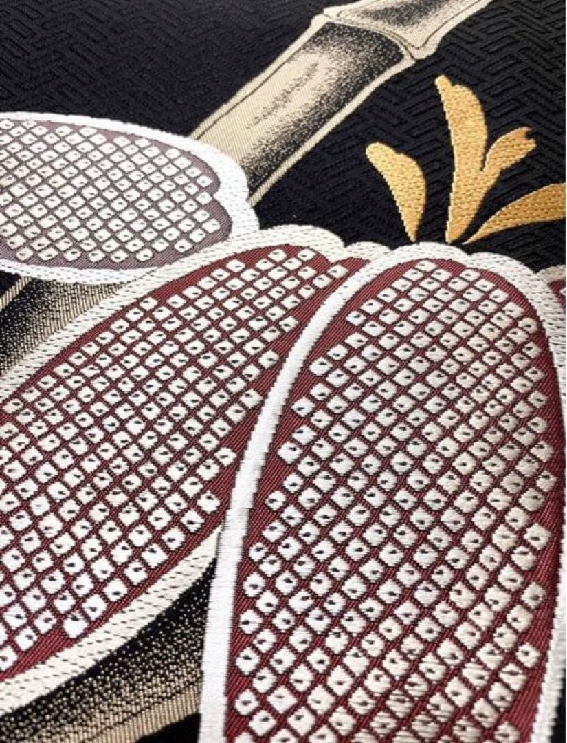 ちとすけ 黒地 大胆な織り柄 モダン おしゃれ 袋帯 ガード加工