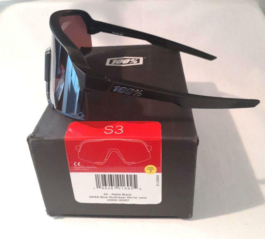 100% S3 ブラック ブルーミラーレンズ ワンハンドレッド サングラス
