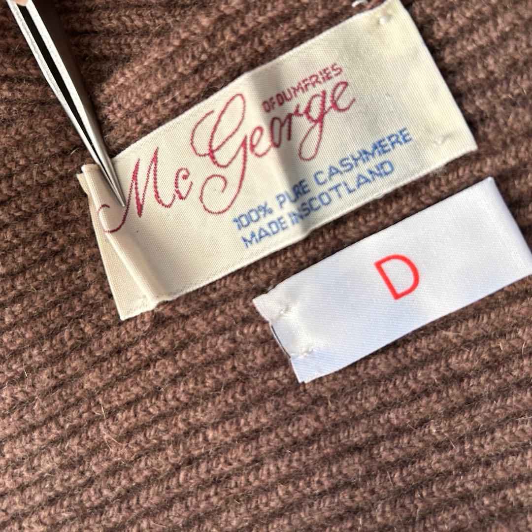 マックジョージ　ピュアカシミヤ　ブラウン フリンジマフラー　スコットランド製