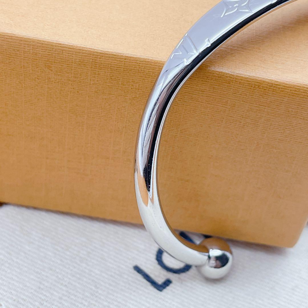 LOUIS VUITTON バングル　ジョンク　モノグラム　シルバー　ブラスレ