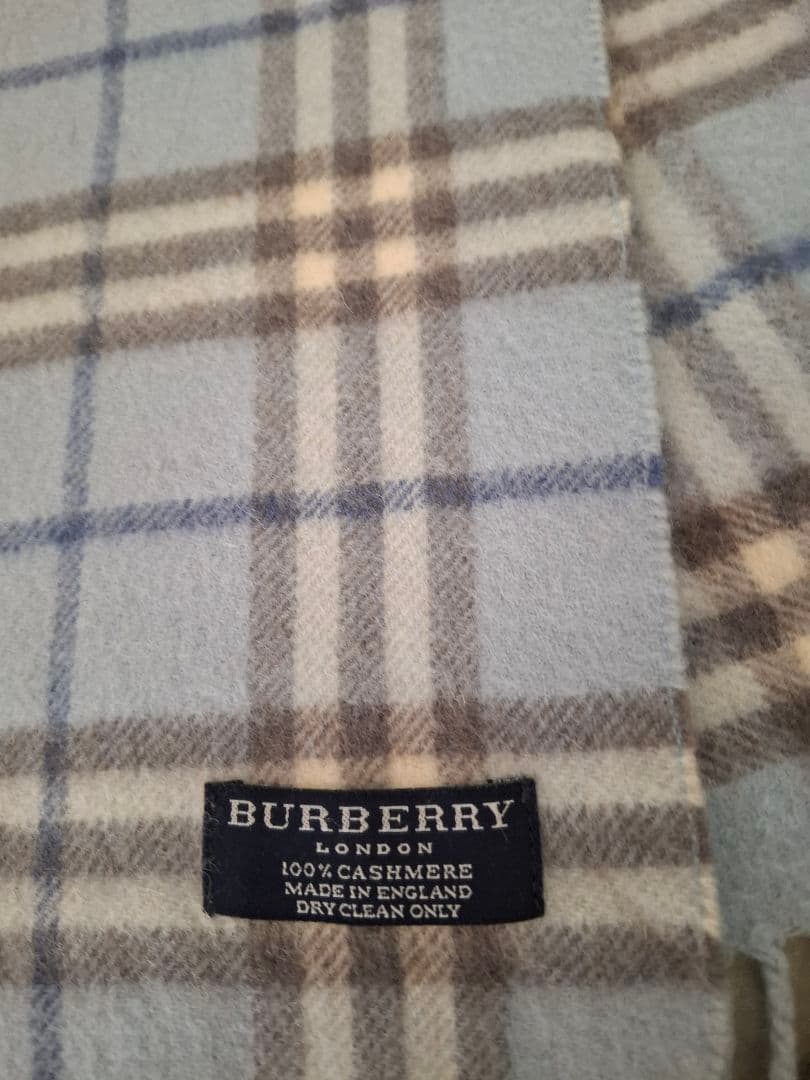 希少色☆ バーバリー　BURBERRY カシミヤ100% マフラー 水色　美品