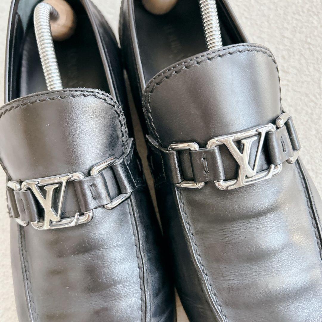 ルイヴィトン ローファー レザー シューズ 7 1/2 LV金具 ビジネス 革靴