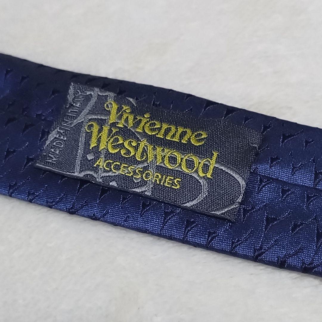 極美品■ヴィヴィアン・ウエストウッド　ネクタイ　ブラック×ネイビー　シルク100