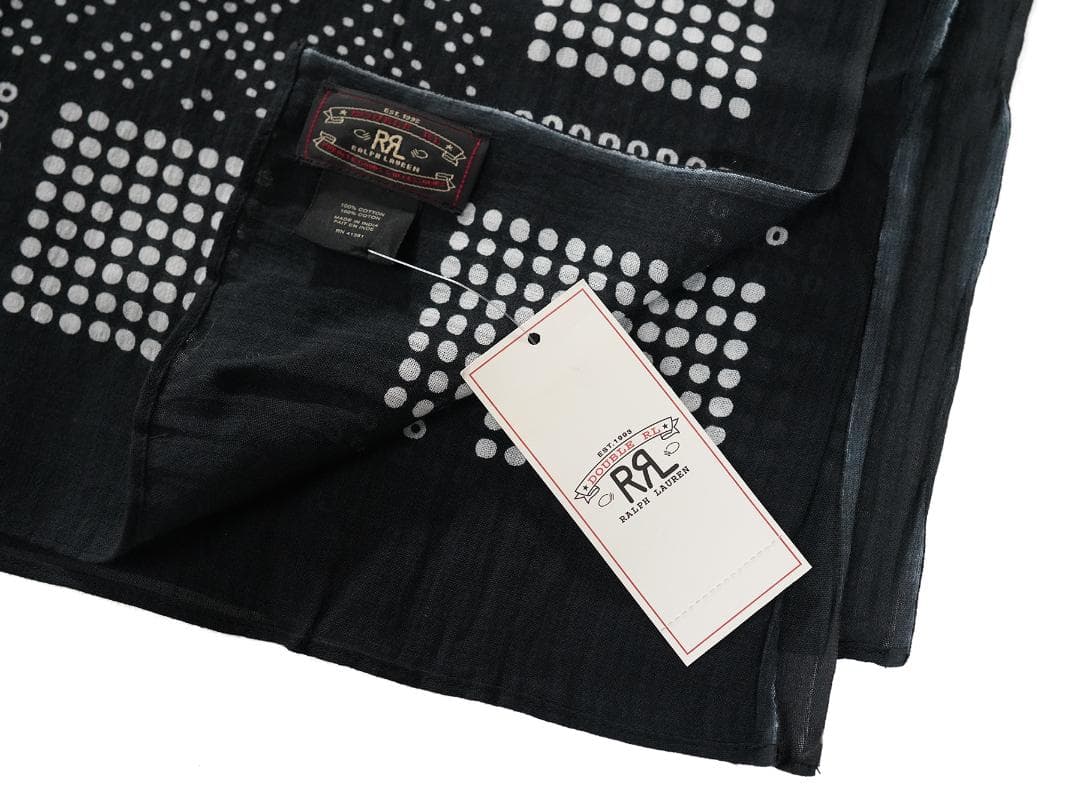 タグ付き インド製 RRL ドット柄 バンダナ ストール コットン インド綿