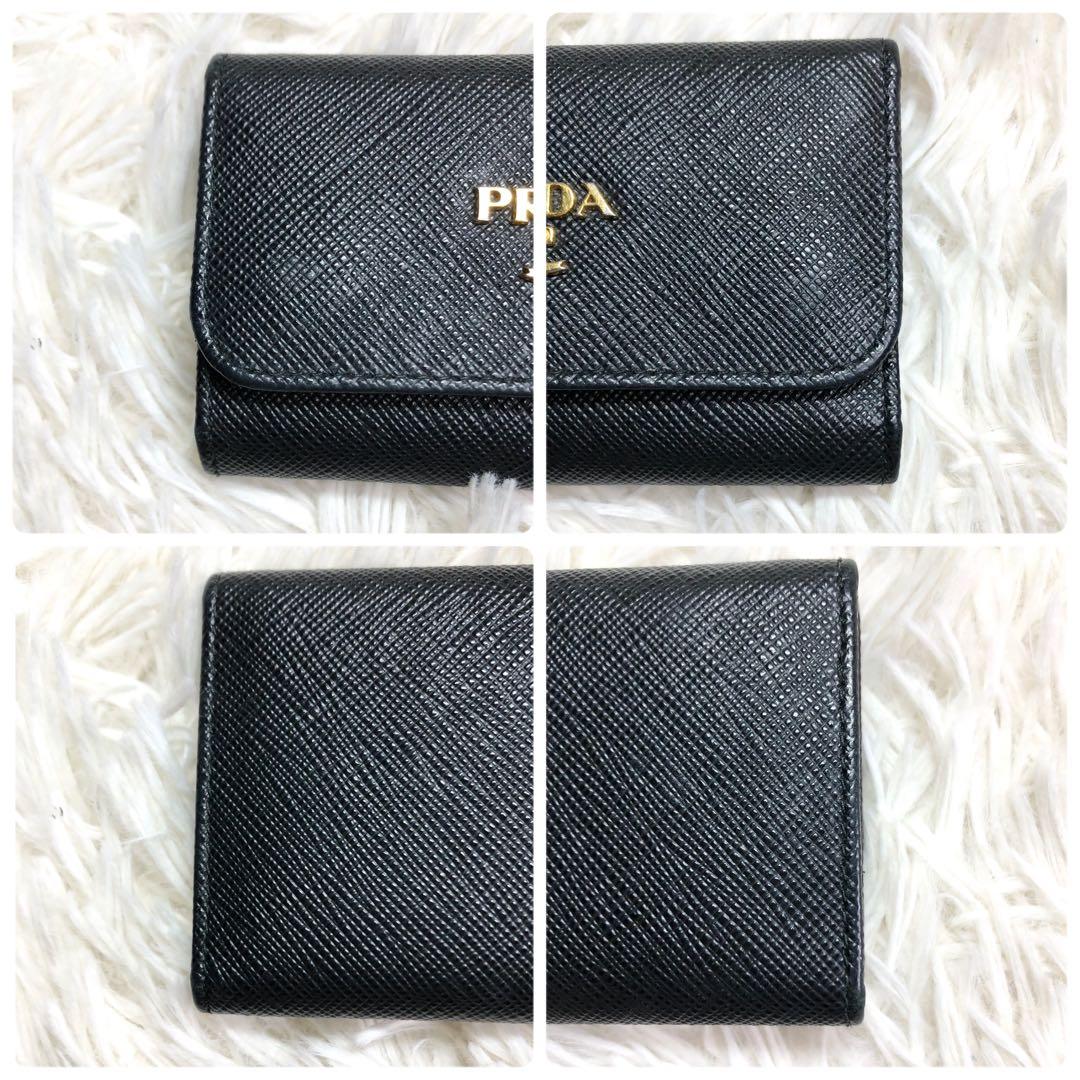 【極美品】PRADA キーケース 6連　メタルロゴ サフィアーノレザー ブラック