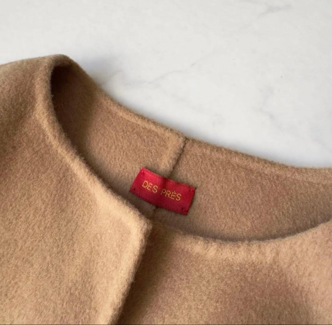 25日までお値下げ！デプレ　ウールメルトンクルーネックコート　リバー　キャメ