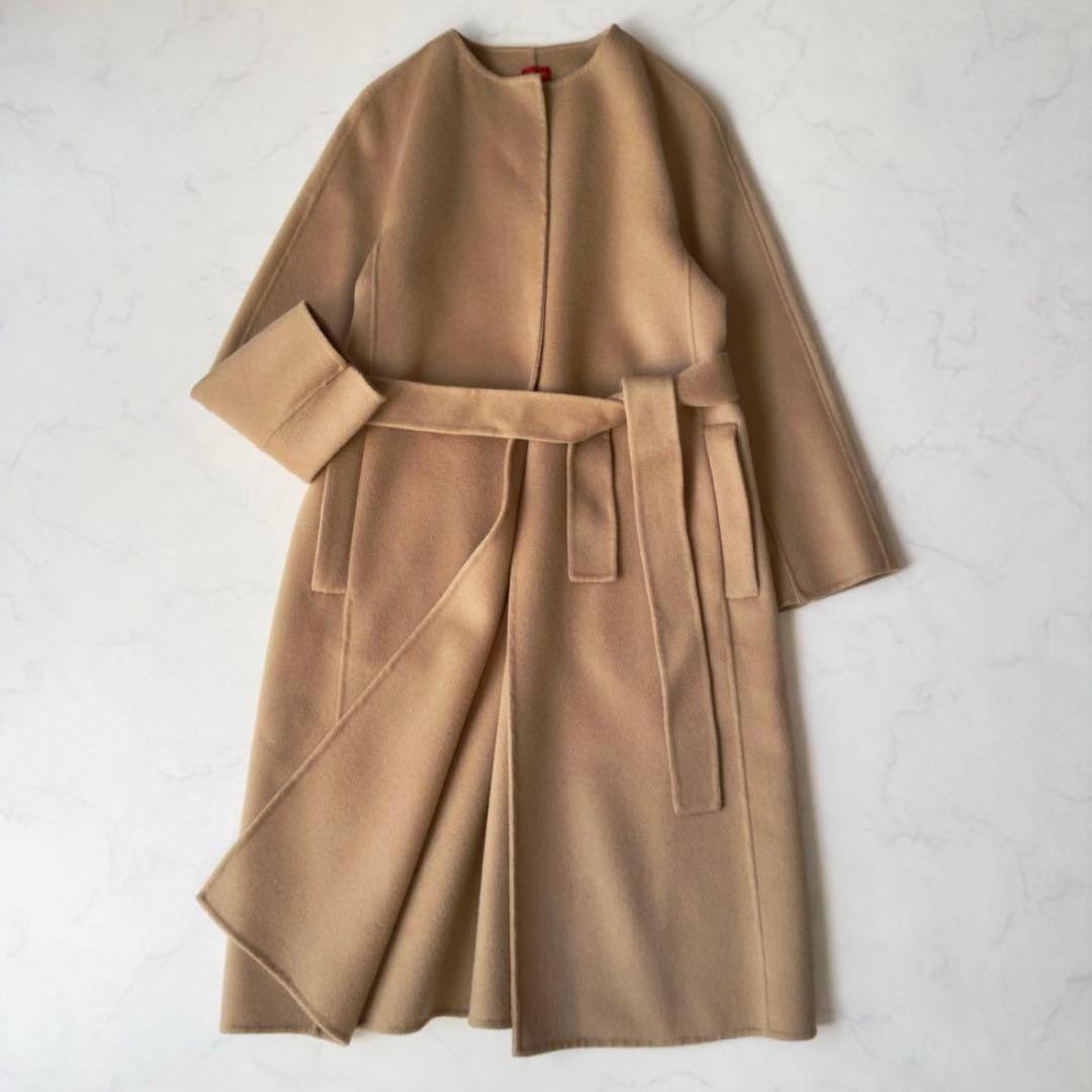 25日までお値下げ！デプレ　ウールメルトンクルーネックコート　リバー　キャメ