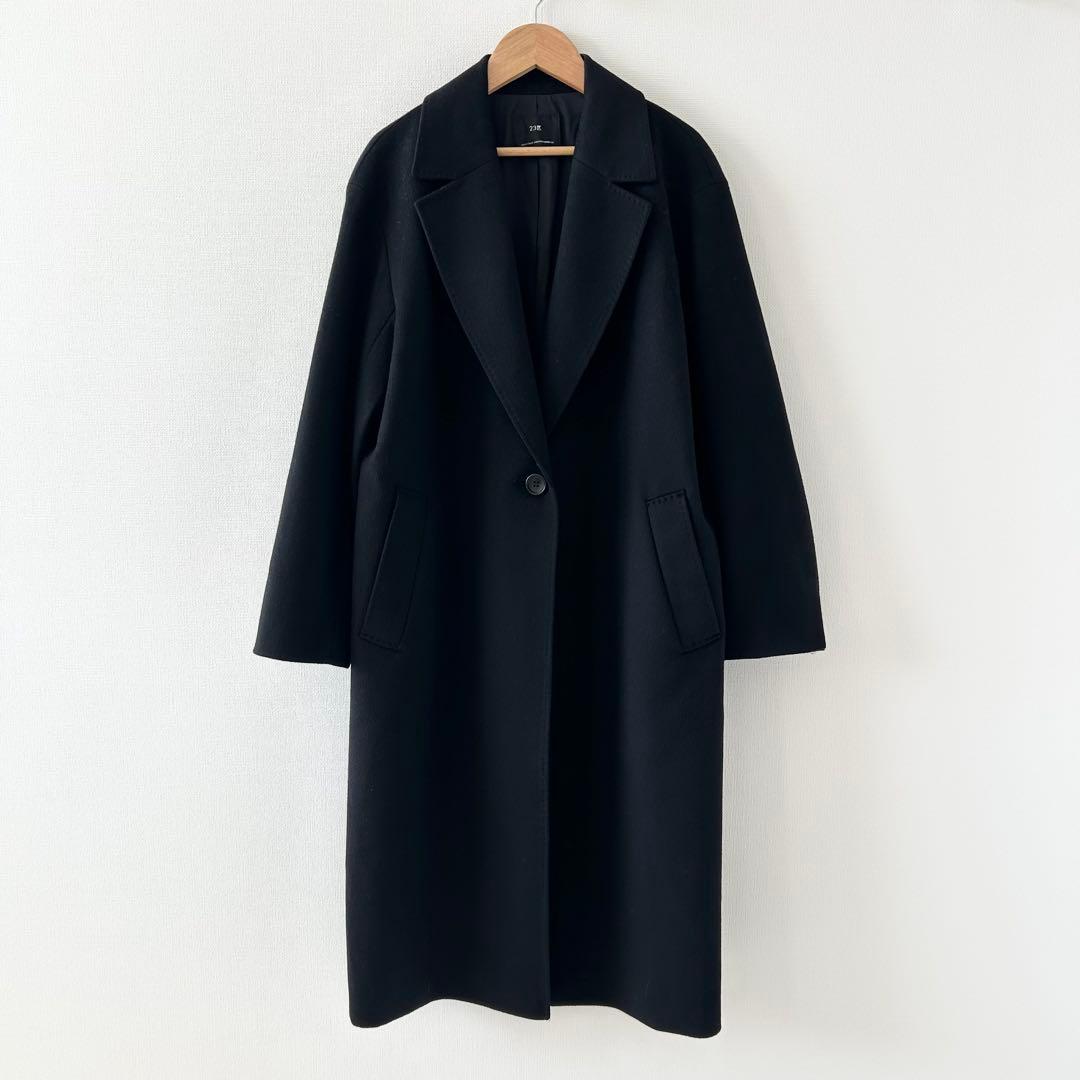 2023✨23区 ウールカシミヤビーバー チェスター コート　ブラック　38