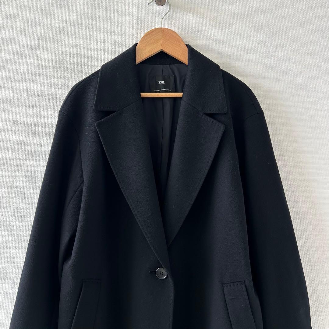 2023✨23区 ウールカシミヤビーバー チェスター コート　ブラック　38