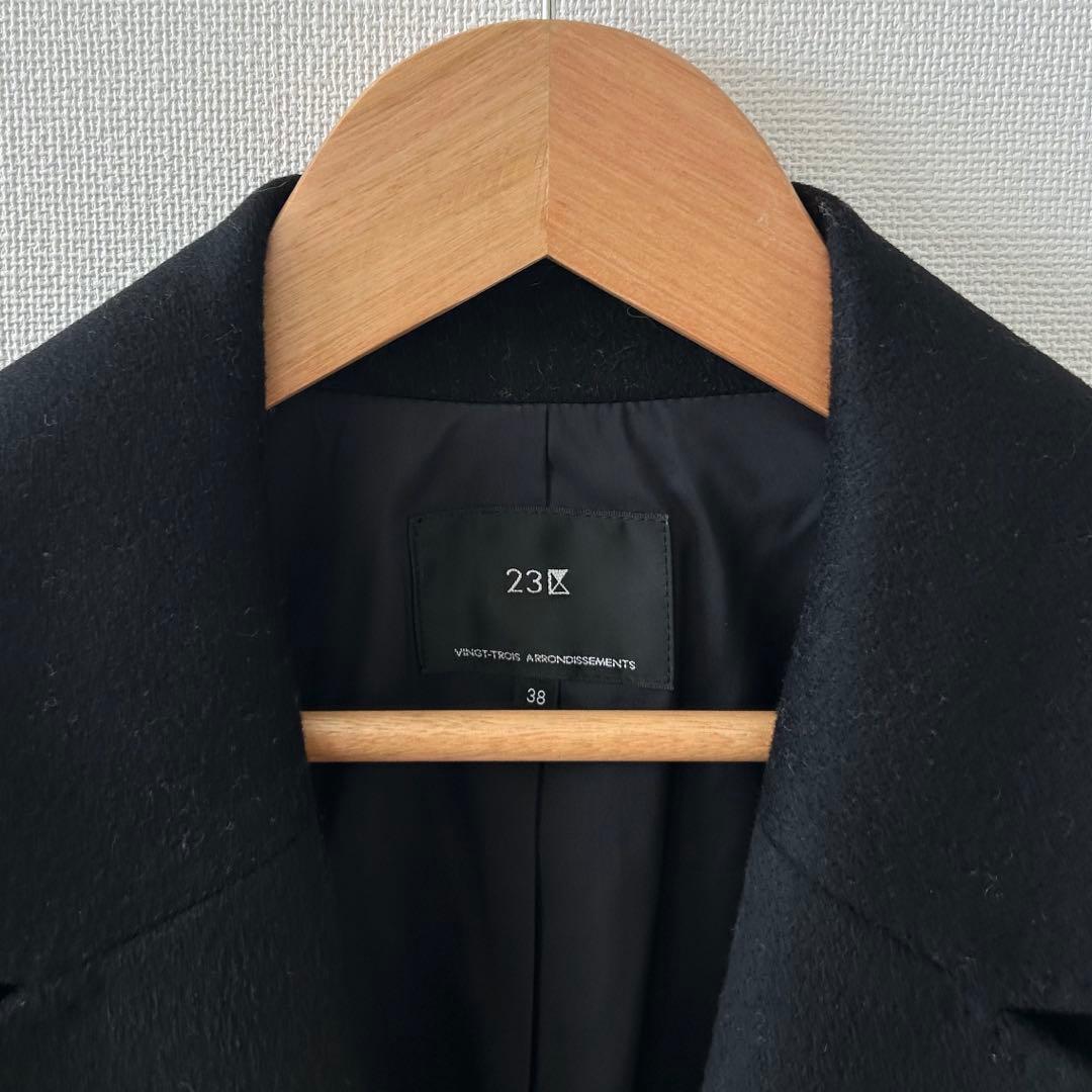 2023✨23区 ウールカシミヤビーバー チェスター コート　ブラック　38