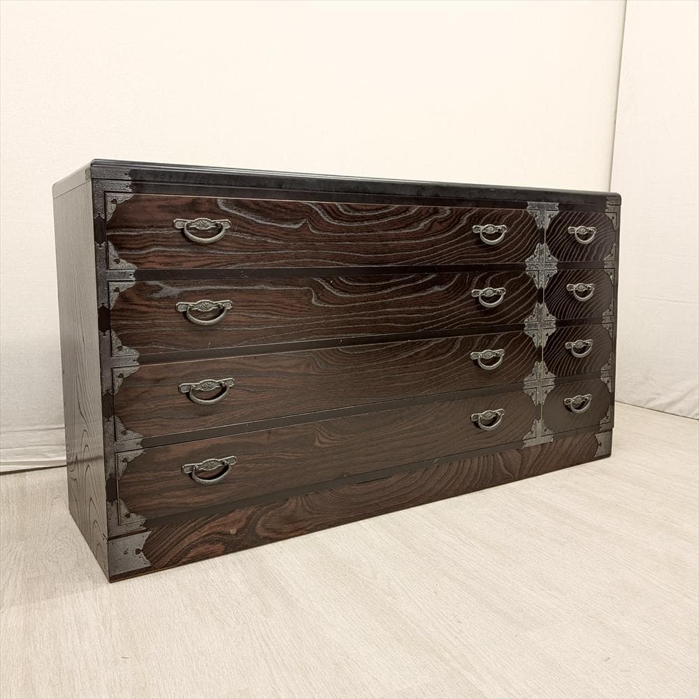 欅 ケヤキ　ローチェスト　ワイドチェスト　タンス　箪笥　引き出し　ドロワー　収納