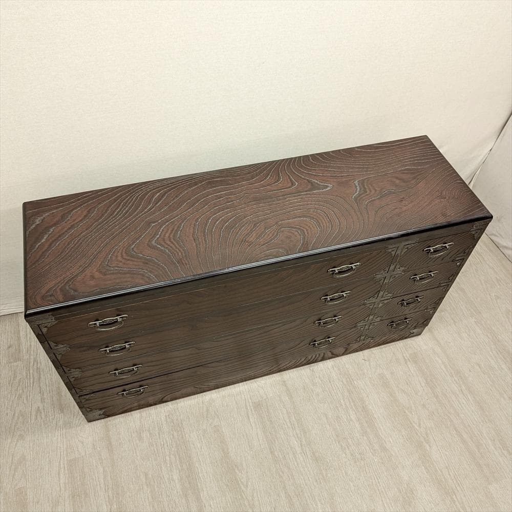 欅 ケヤキ　ローチェスト　ワイドチェスト　タンス　箪笥　引き出し　ドロワー　収納