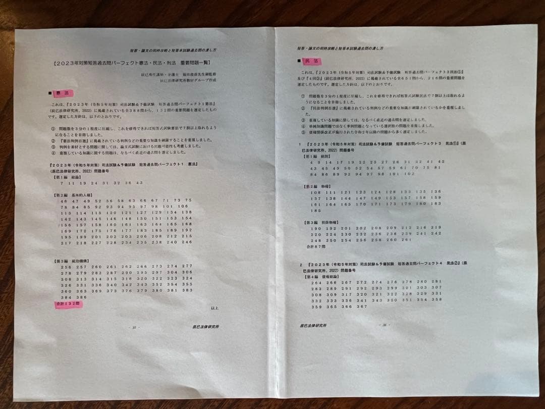 【書込無し】 2023年 短答過去問パーフェクト 8巻セット 予備試験 司法試験