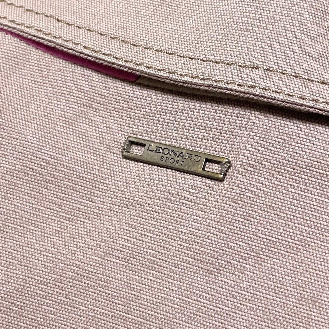 【美品】LEONARD ジャケット トリム 花柄 ピンクベージュ XL