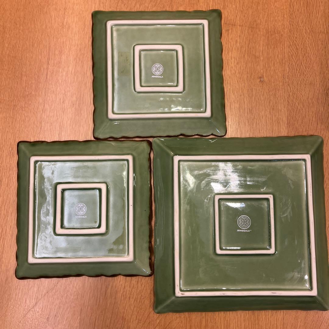 JENGGALA 緑色 正方形プレート 6枚セット