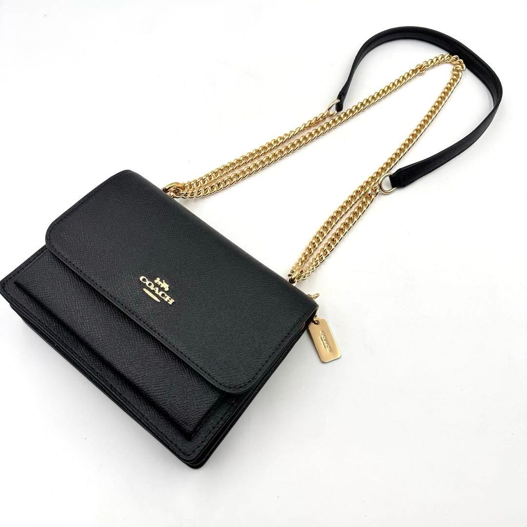 極美品✨COACH チェーン　ショルダーウォレット　ブラック　レザー　3way