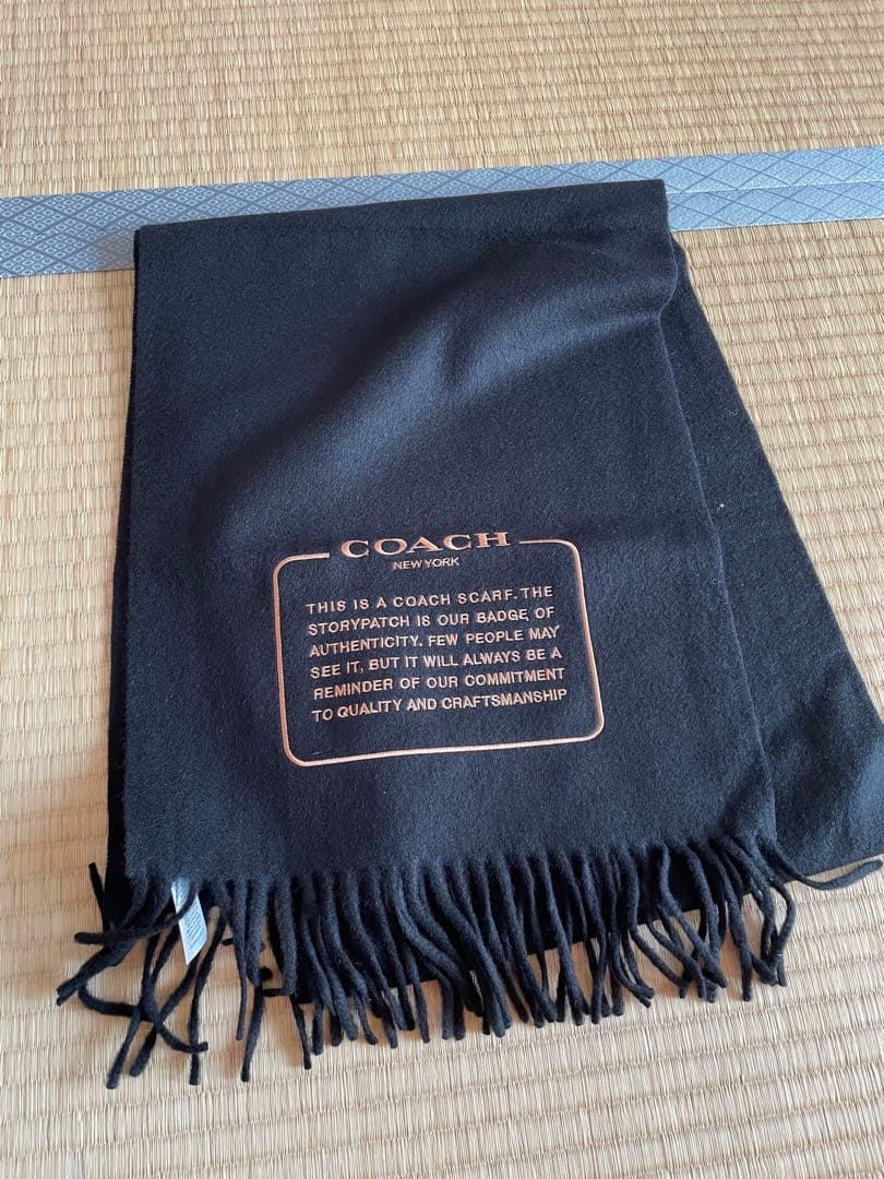 【最終価格】【新品】COACH コーチ カシミア エンブロイダード 黒マフラー