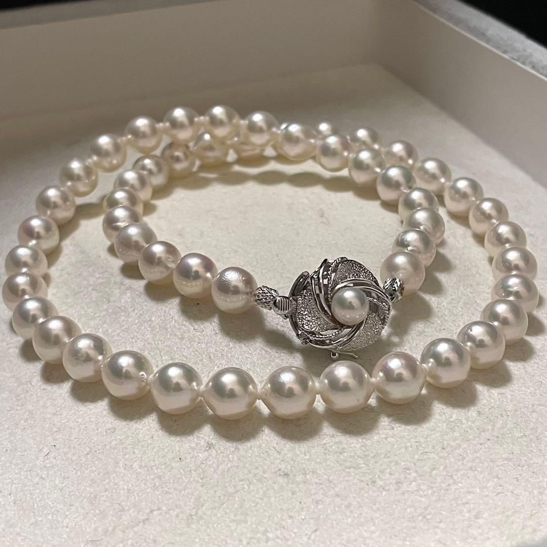 【テリ強✨大珠】 あこや真珠 ネックレス 7.5-8.0 パール アコヤ 本真珠