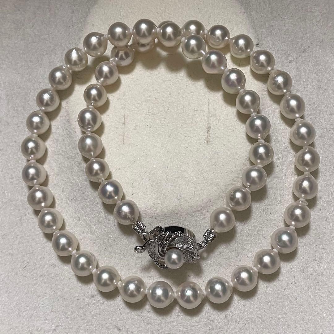 【テリ強✨大珠】 あこや真珠 ネックレス 7.5-8.0 パール アコヤ 本真珠