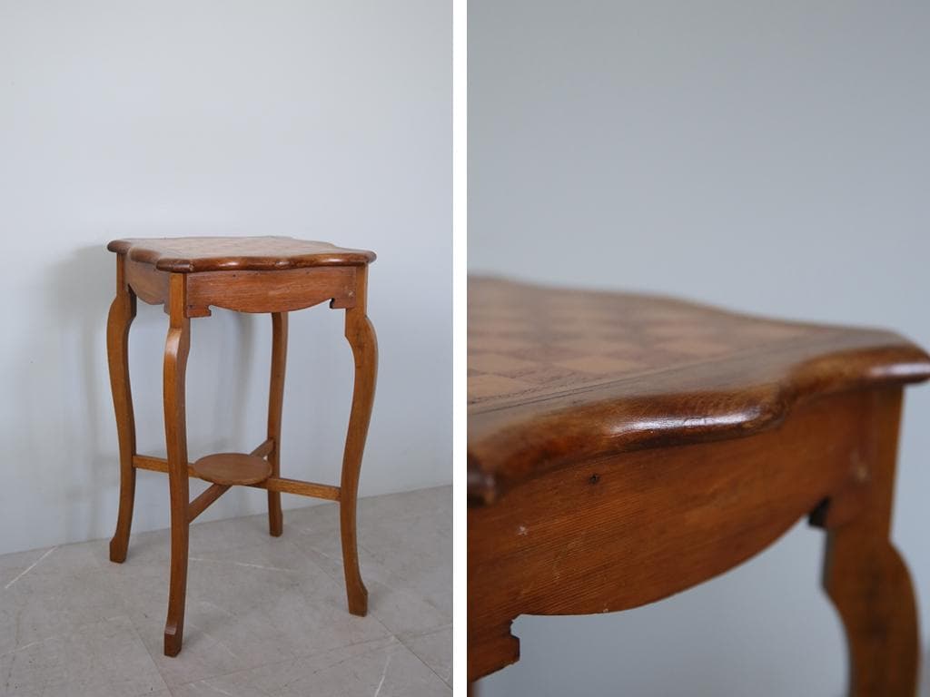 英国アンティーク木製チェステーブル/サイドテーブル机/飾り棚花台(89-198)