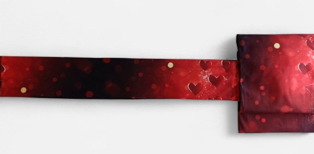 キラキラバレンタイン　名古屋帯　赤　ハート