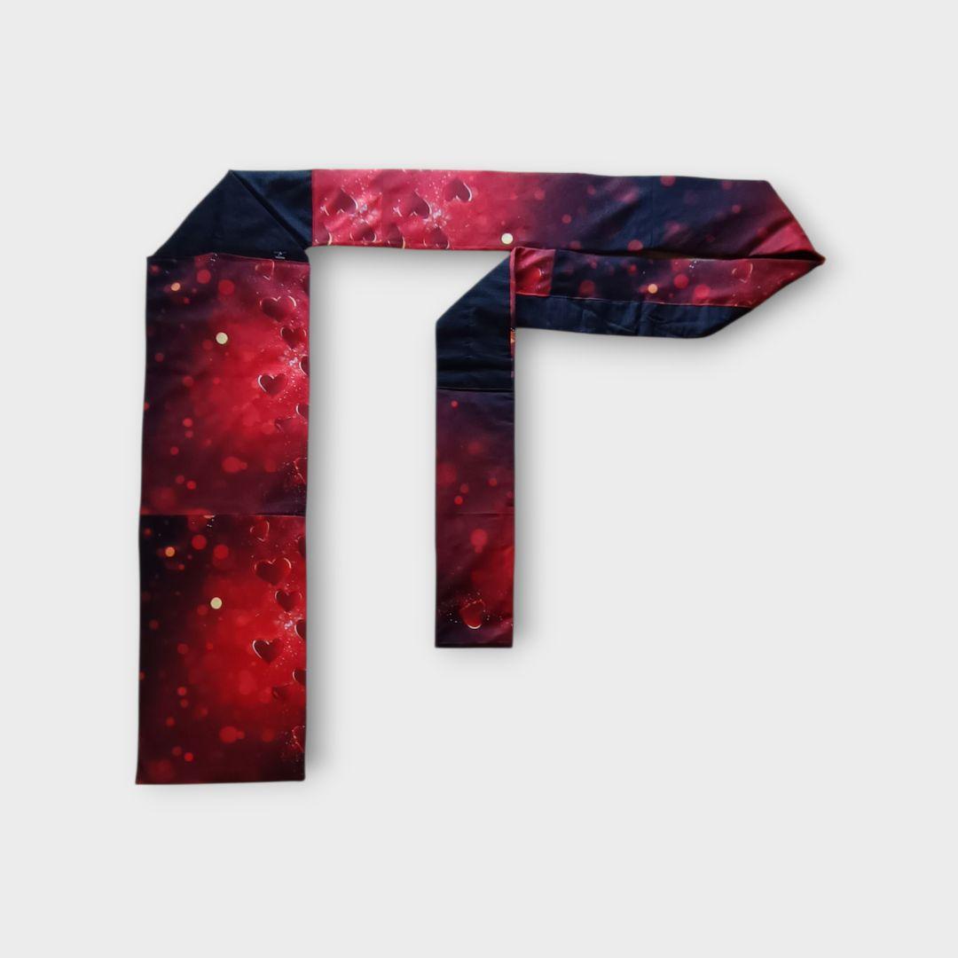 キラキラバレンタイン　名古屋帯　赤　ハート