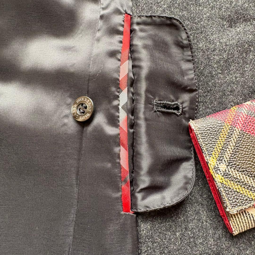 バーバリー テーラードジャケット 38 バーバリーチェック 金属ボタン ウール