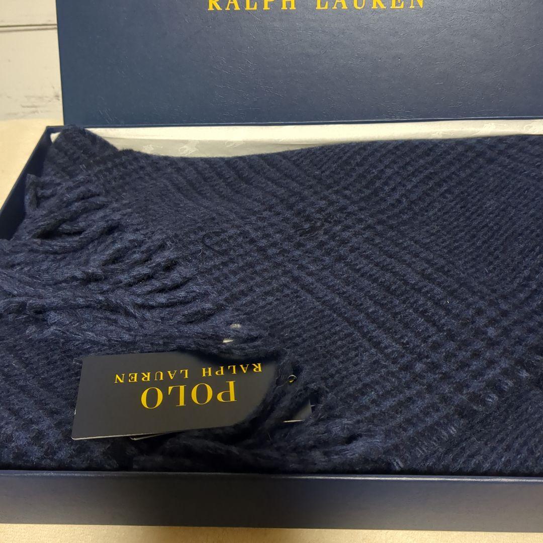 【新品】Ralph Lauren マフラー ネイビー リバーシブル イタリア製