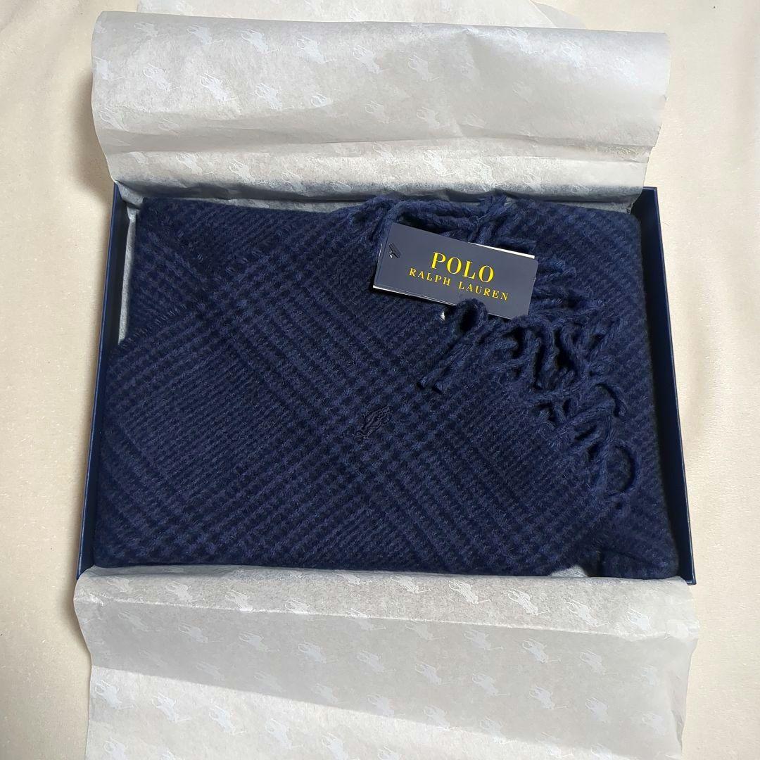 【新品】Ralph Lauren マフラー ネイビー リバーシブル イタリア製