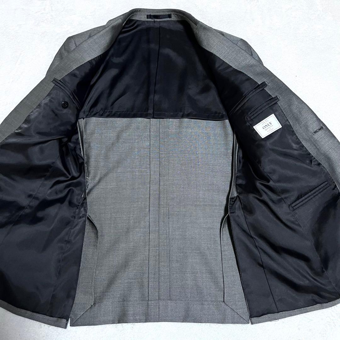 ONLY スーツ 3ピース シルバー シルク混 光沢あり サイズ36