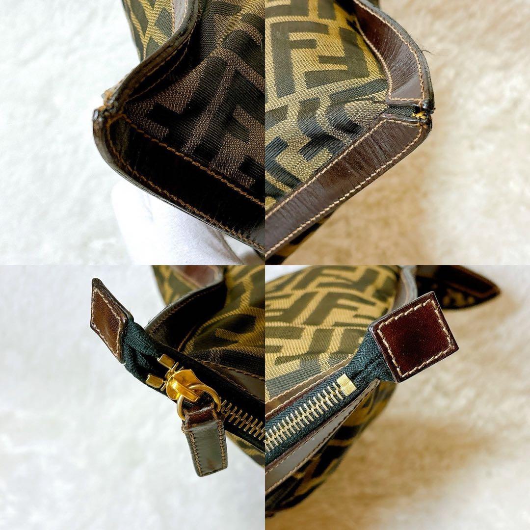 FENDI✨セカンドバッグ　ポーチ　ズッカ　ブラウン　茶　レザー