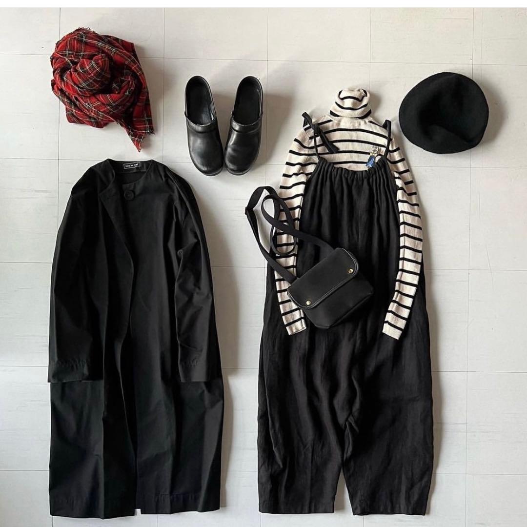 kubosanmade ゆったりパンツのサロペット（ブラック）