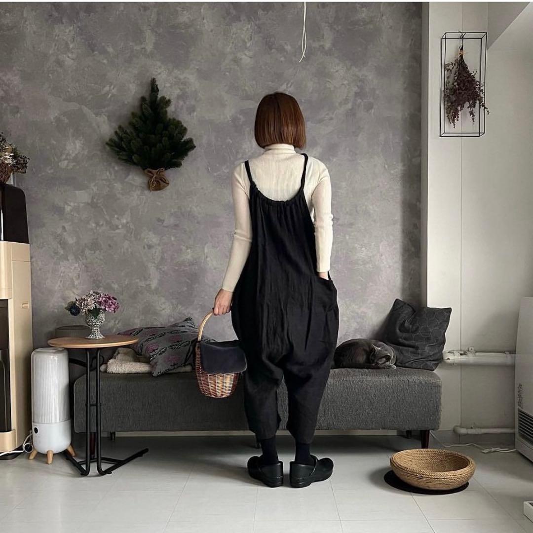 kubosanmade ゆったりパンツのサロペット（ブラック）