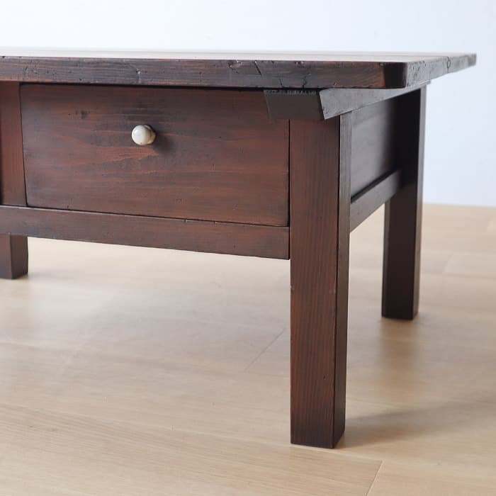 アンティーク 引き出し2杯 スギ材 文机 古家具 無垢材 ダークブラウン