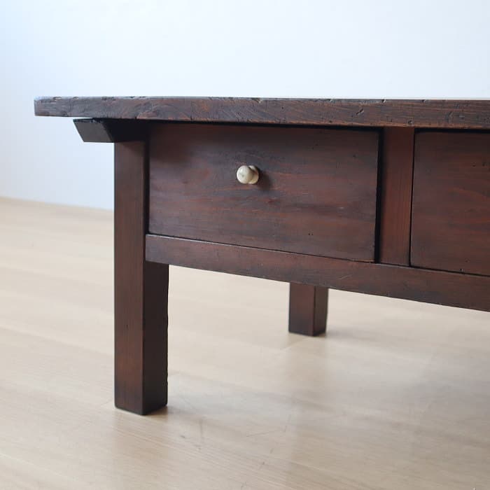 アンティーク 引き出し2杯 スギ材 文机 古家具 無垢材 ダークブラウン