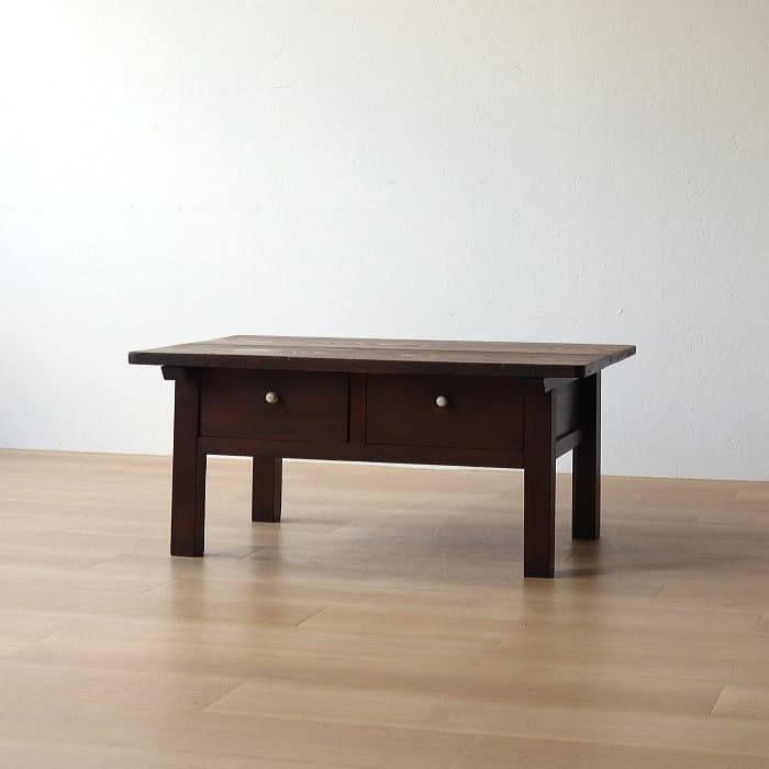 アンティーク 引き出し2杯 スギ材 文机 古家具 無垢材 ダークブラウン