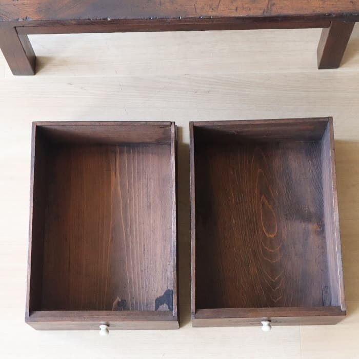 アンティーク 引き出し2杯 スギ材 文机 古家具 無垢材 ダークブラウン